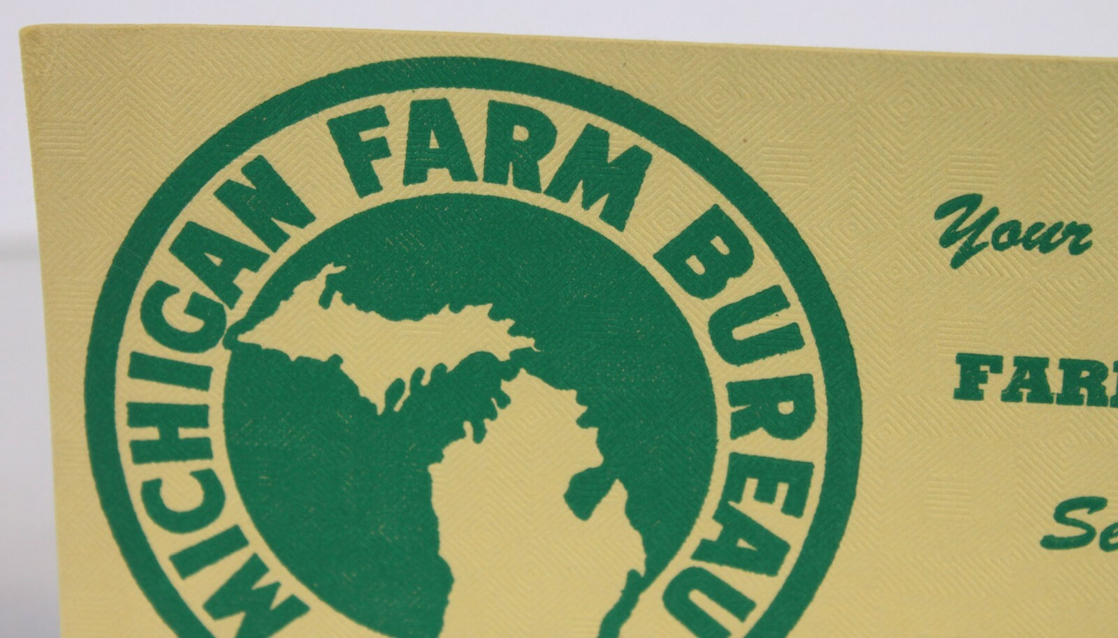 Vtg Michigan Farm Bureau Ink Blotter Advertisement Unused Farmer Farming Old