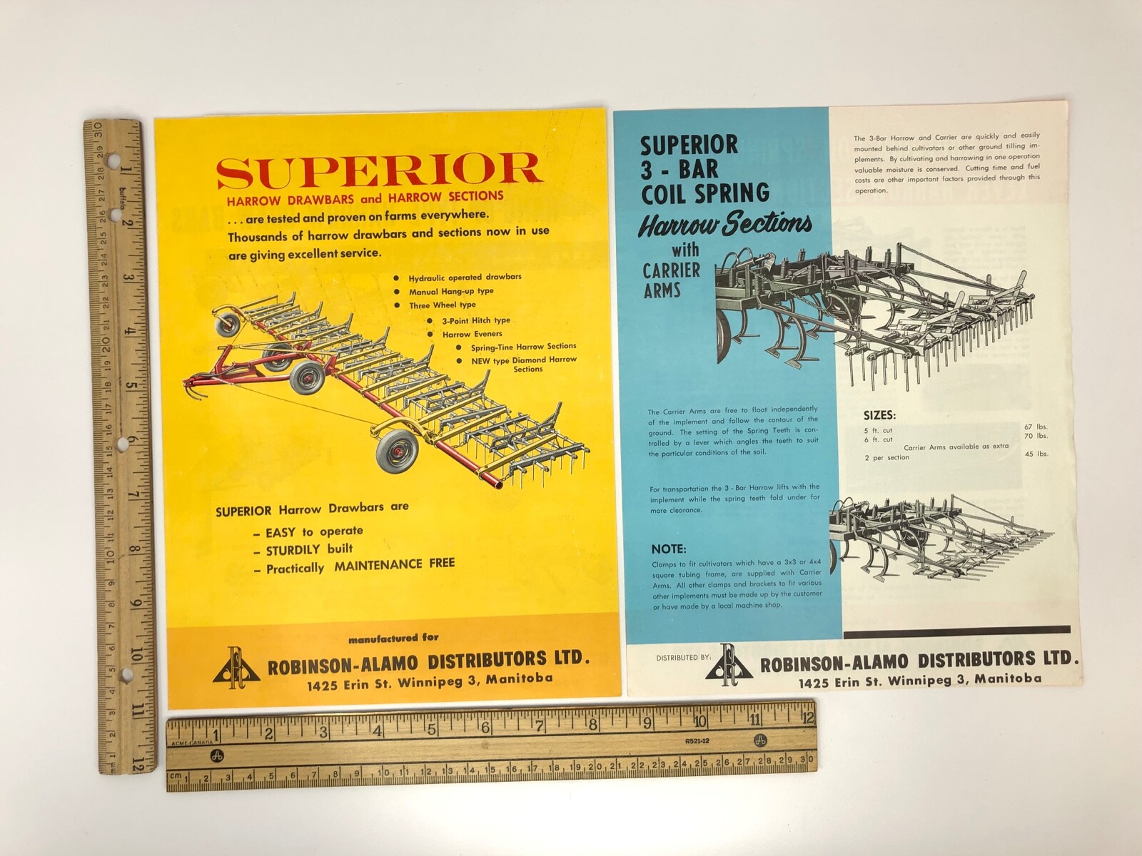 2 Superior Harrow Drawbars & Coil Spring Harrow Sections Dealer Brochure 1960s