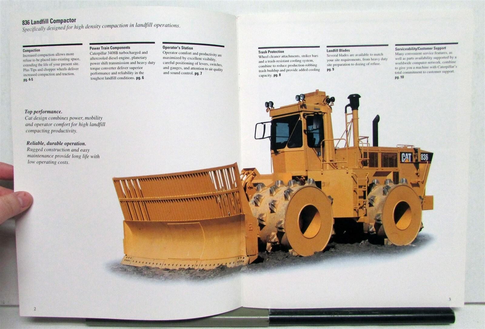 1995 Caterpillar 836 Landfill Compactor Specs Construction Sales Brochure