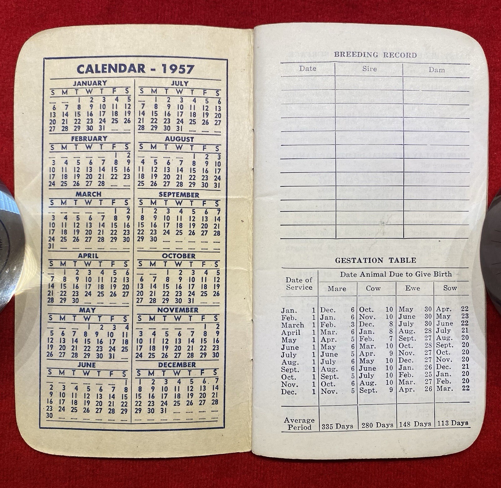 1957 *F. S. ROYSTER GUANO COMPANY* NORFOLK, VIRGINIA CALENDAR NOTE PAD+ENTRIES!