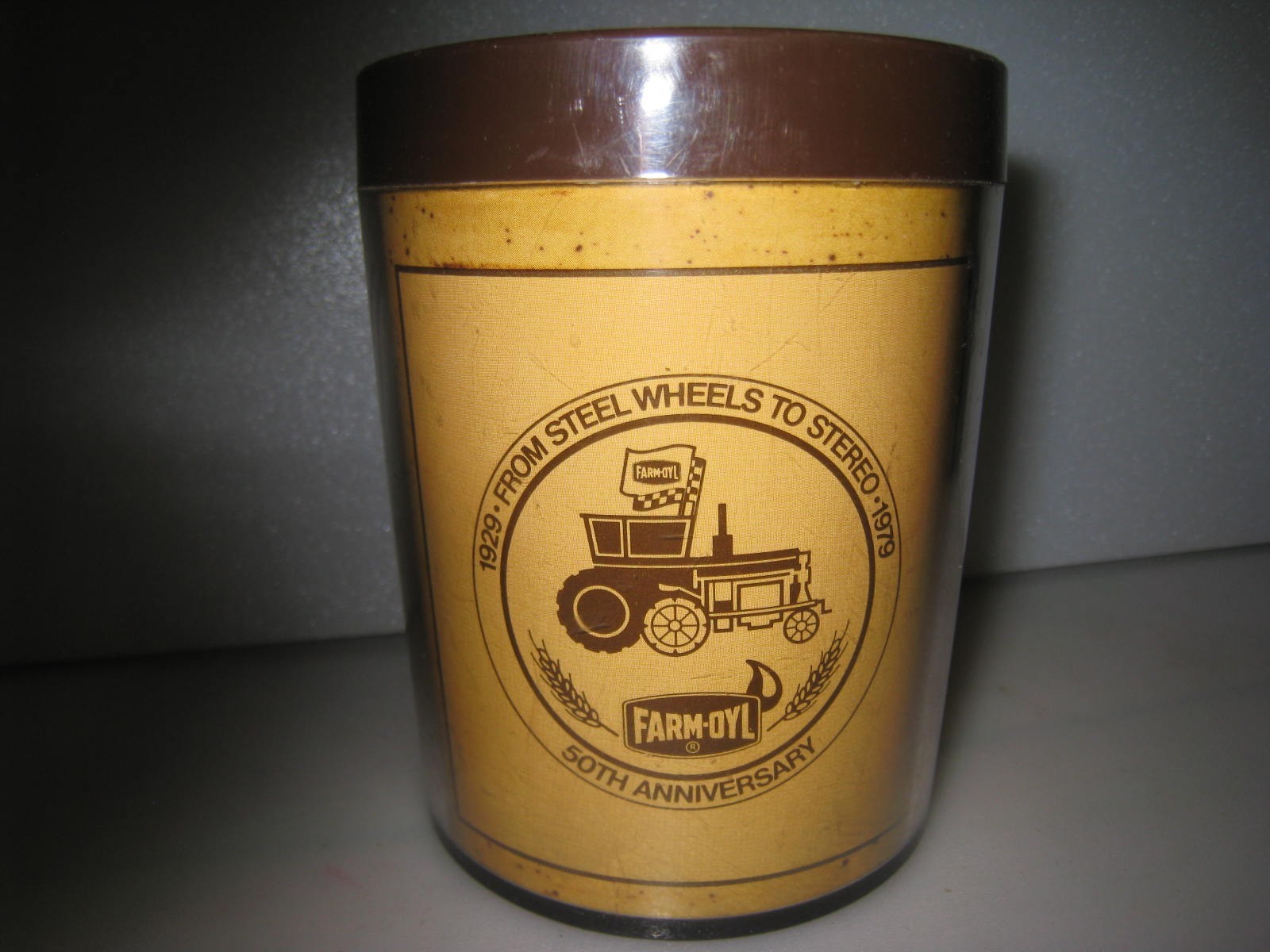 FARM-OYL OIL CO 50TH ANNIVERSARY PROMOTIONAL ADVERTISING MUG VINTAGE THERMO SERV