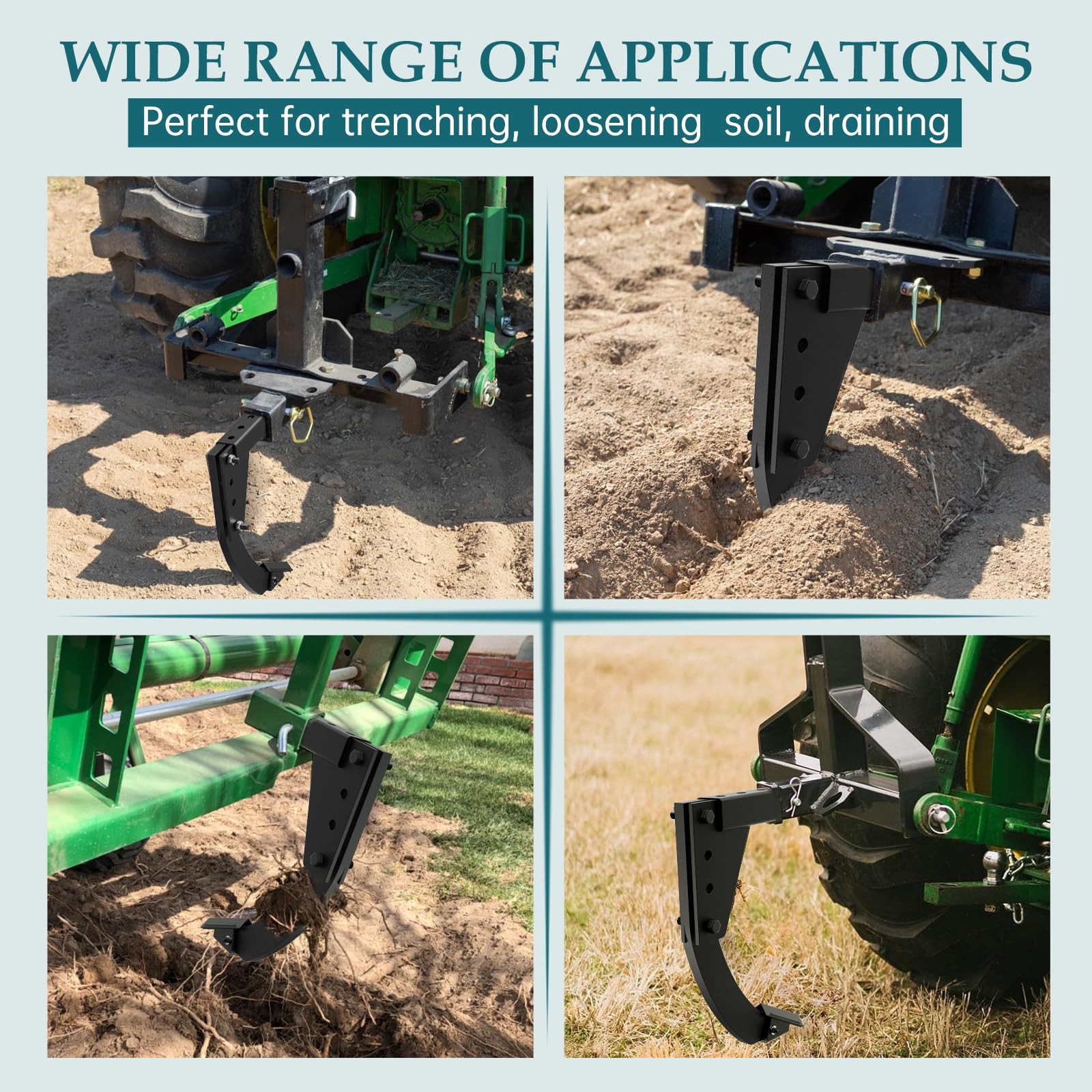 Hitch Mounted Trench Digger, 3 Point Ripper with 16&Prime; Trenching Shank Plow, He…