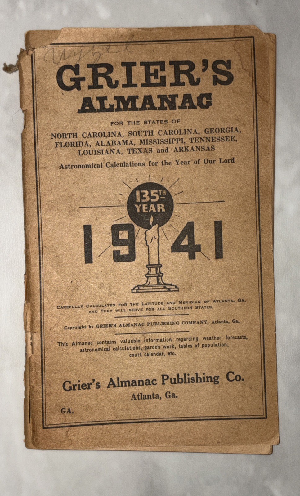 Lot of 4 Vintage GRIER&rsquo;S ALMANAC 1930, 1931, 1938, 1939 & 1941 Issues See Pics