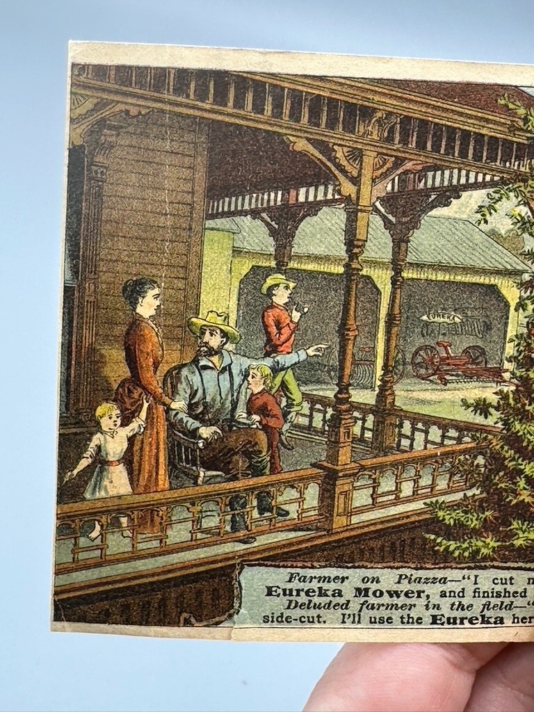 1880s EUREKA MOWER Utica FARM Advertising TRADE CARD