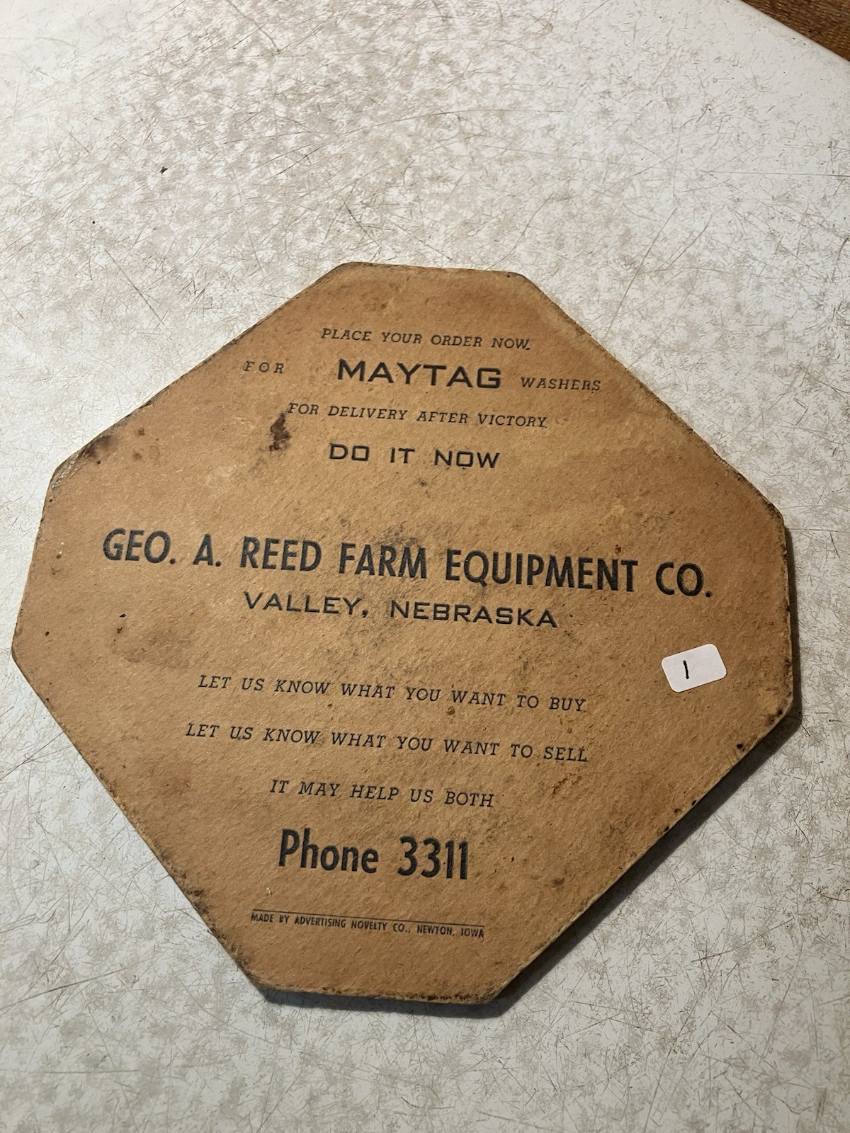 Old Reed Farm Equip Valley Nebraska Trivet Maytag Washers Patriotic No 1