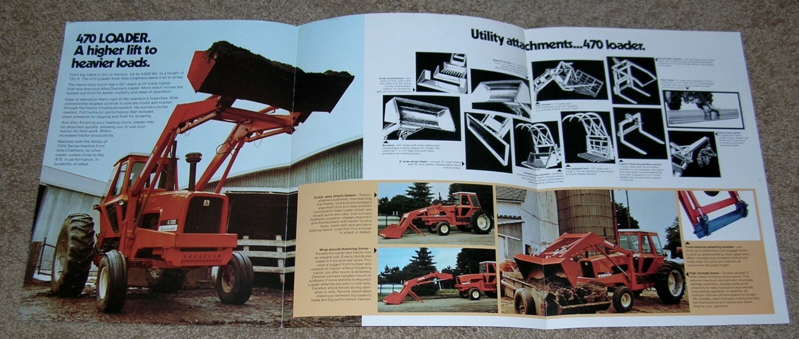 Vtg ALLIS-CHALMERS Detachable Loader 470 400 500 Dealer Sales Brochure Catalog