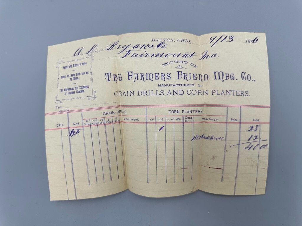 1886 FARMERS FRIEND Advertising FARM Postal Cover Invoice DAYTON Ohio