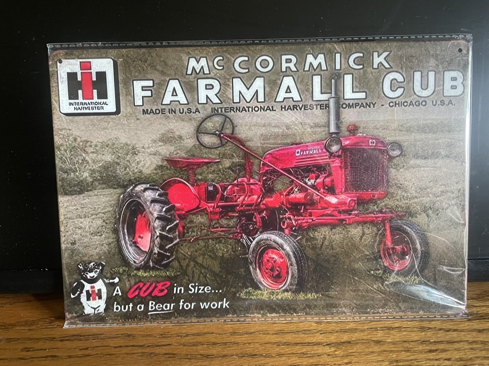McCORMICK-DEERING FARMALLS TRACTORS SOLD HERE 10.5×13” EMBOSSED METAL SIGN USED