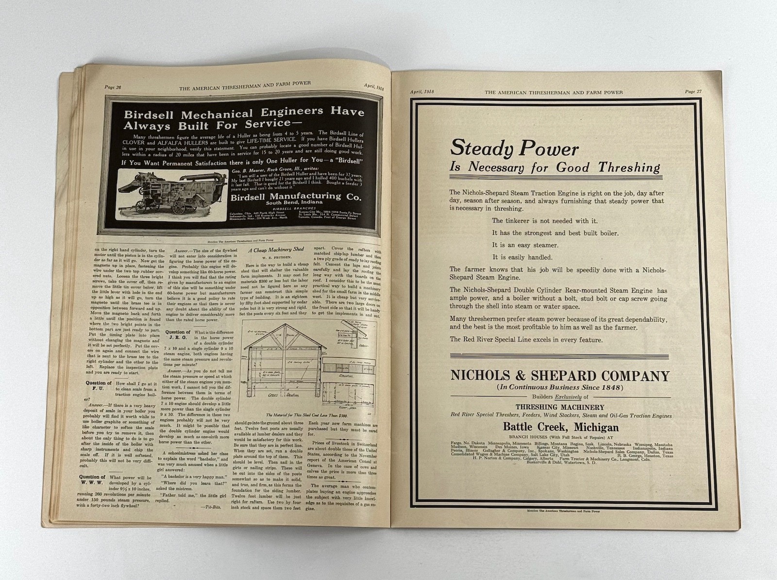 The American Thresherman & Farm Power MAGAZINE April 1918 MADISON, WIS.
