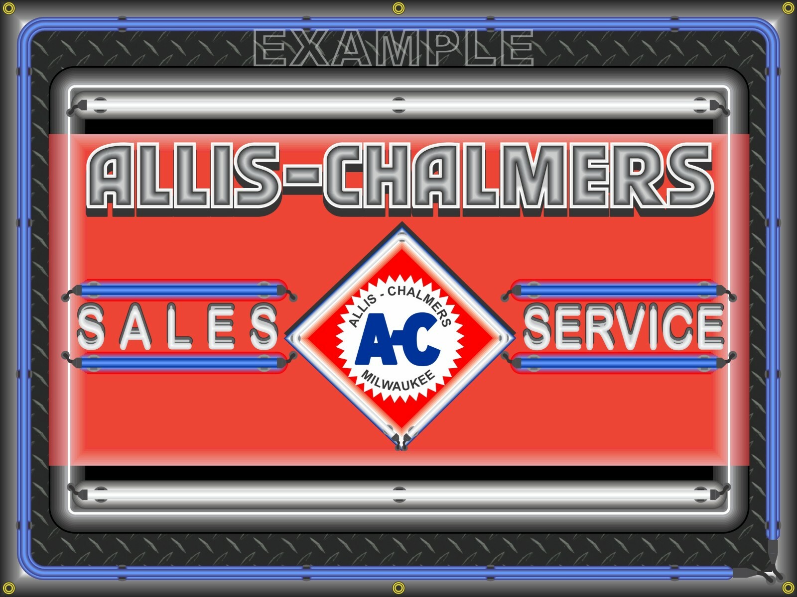 ALLIS CHALMERS TRACTOR DEALER SALES SERVICE OLD SIGN REMAKE BANNER MURAL ART