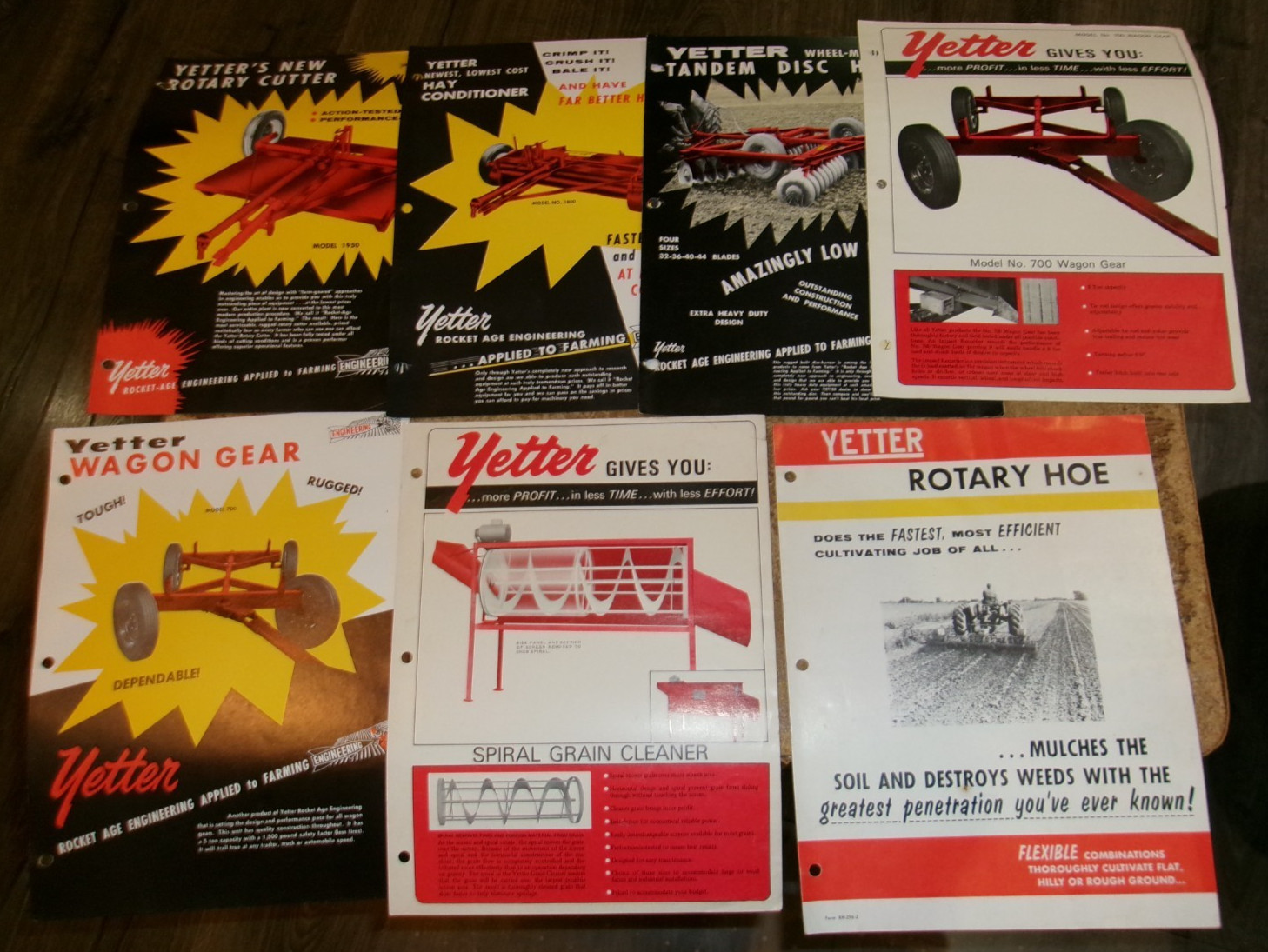 7-lot vintage yetter equipment 1 + 2 page brochures good shape used