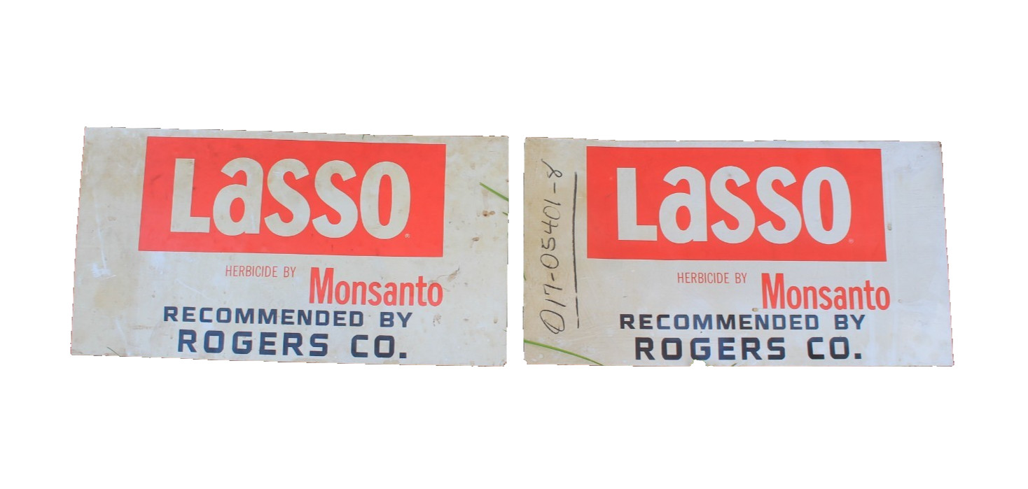 (2) Lasso Monsanto Magnetic Advertising Cling Signs Rogers Co. Lot