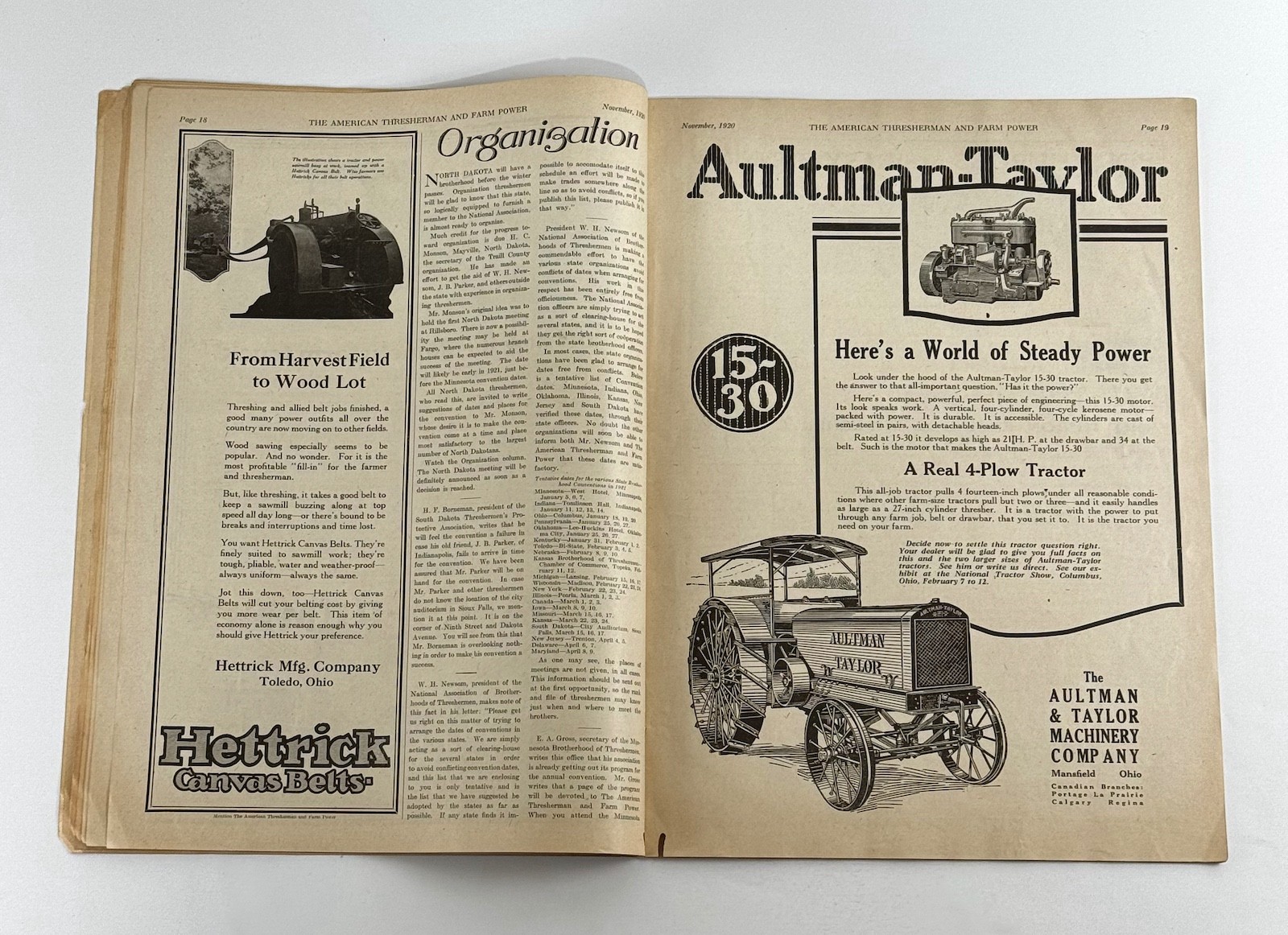 The American Thresherman & Farm Power MAGAZINE November 1920 MADISON, WIS.
