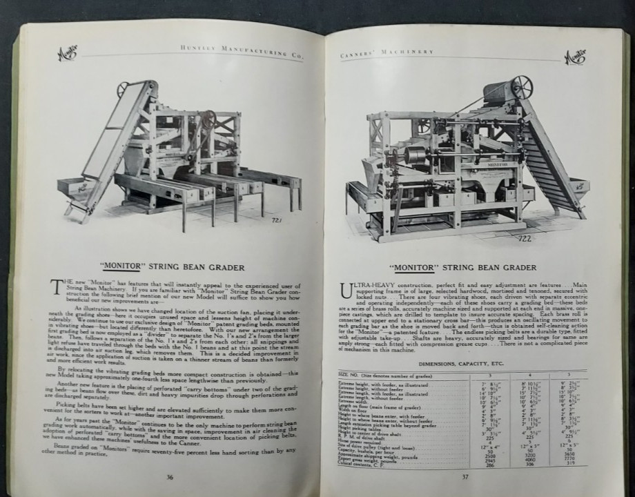 1924 Catalog Monitor Canners Machinery Huntley Manufacturing Co Silver Creek NY