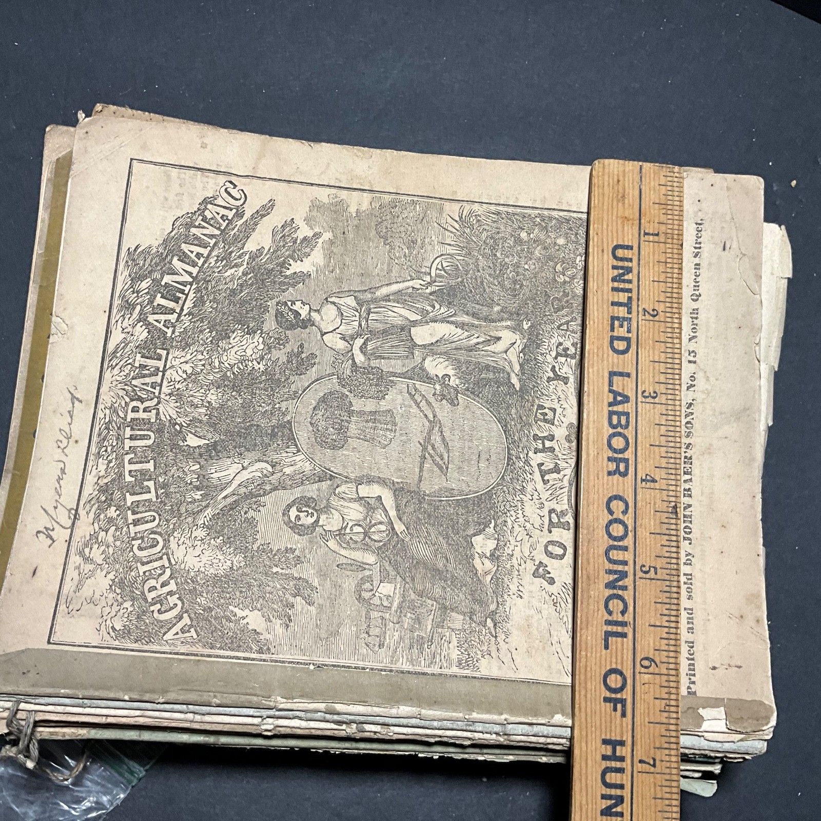 Antique LOT of 24 AGRICULTURAL ALMANACS 1837-1967 English German 19th C.