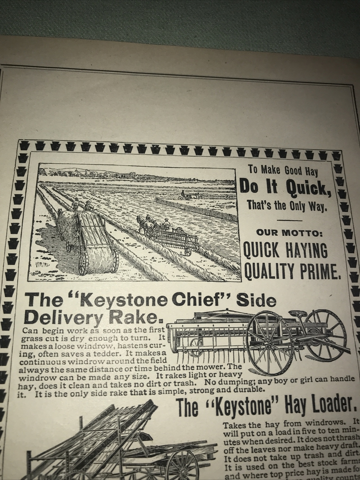 1898 Keystone Farm Advertising – Sterling – Illinois & Kansas City – Missouri