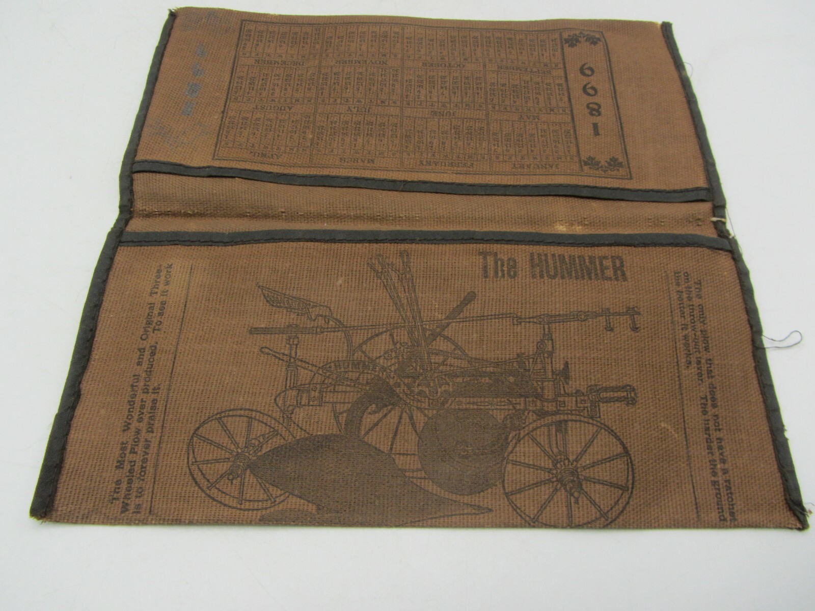 Vintage 1899 The Hummer Plow Folder Calendar Sattley Manufacturing Illinois