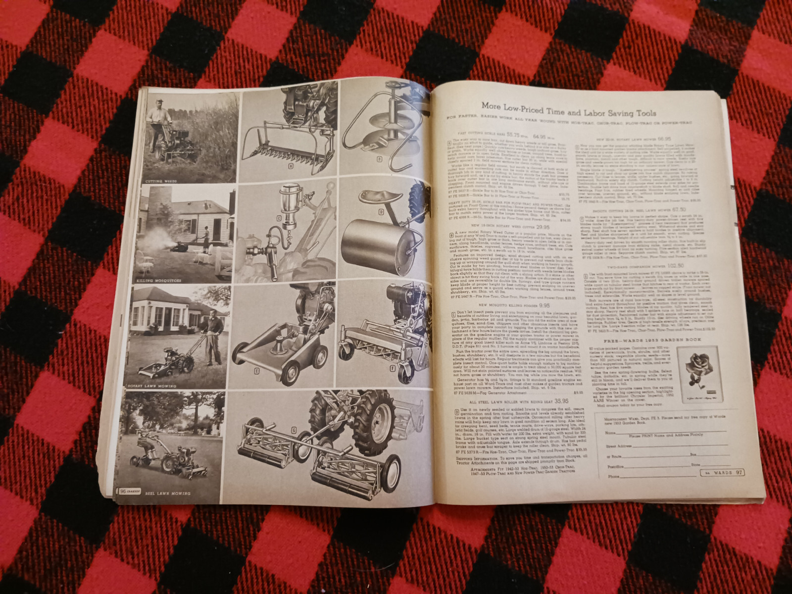 1953 Montgomery Ward Farm Catalog Wards Hoe Plow Trac Garden Tractor