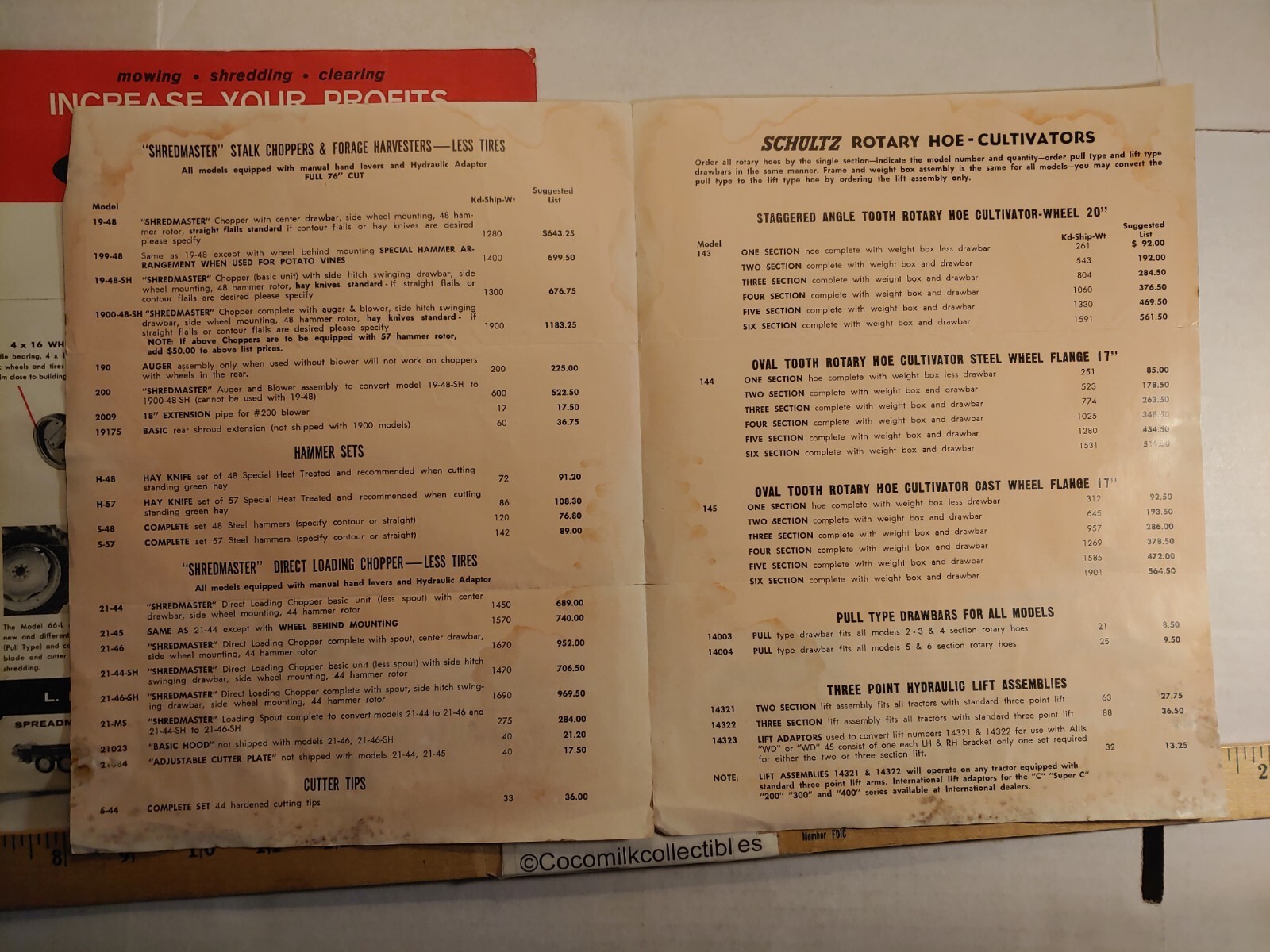 Vintage 1960 L. H. Schultz Co Schultz Rotary Mower Sales Brochure & Price List