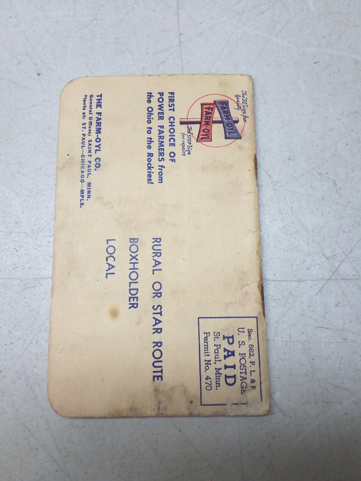 Farm Oyl Memo Book 1949 50 Petroleum Advertising Mondovi Farm Service Wisconsin