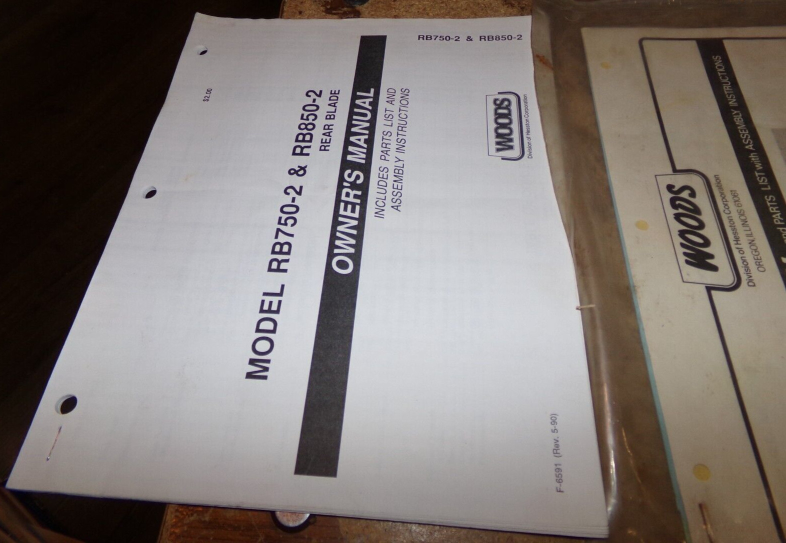 3-lot 1970&rsquo;s-1990&rsquo;s woods rear blades owners manuals in good shape used