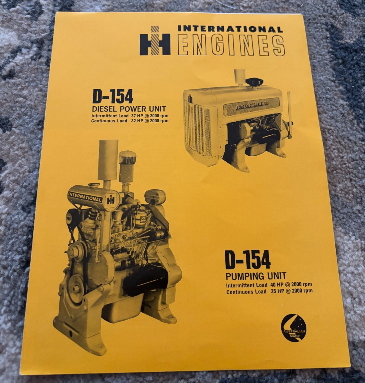International Harvester D-154 Power Unit For 1967 Brochure FCCA25
