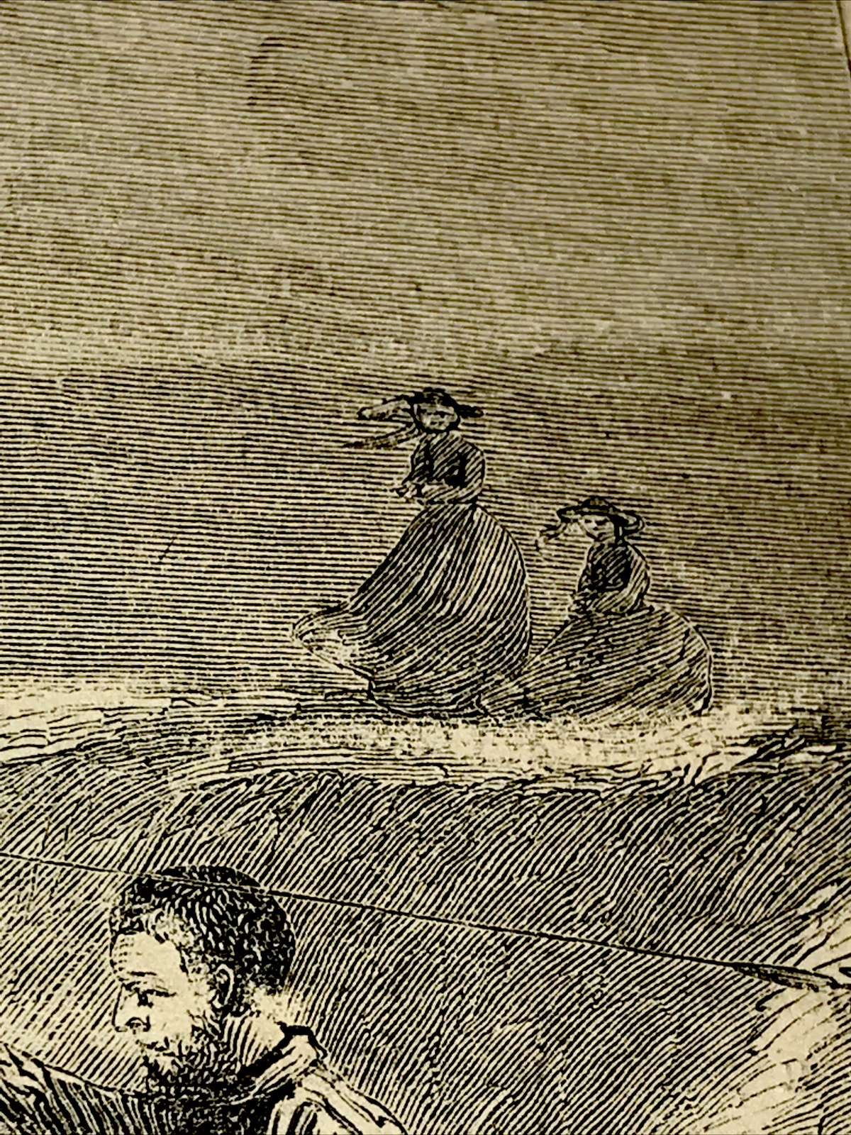 1873 BLUE-FISHING FROM THE SHORE Engraving Advertising