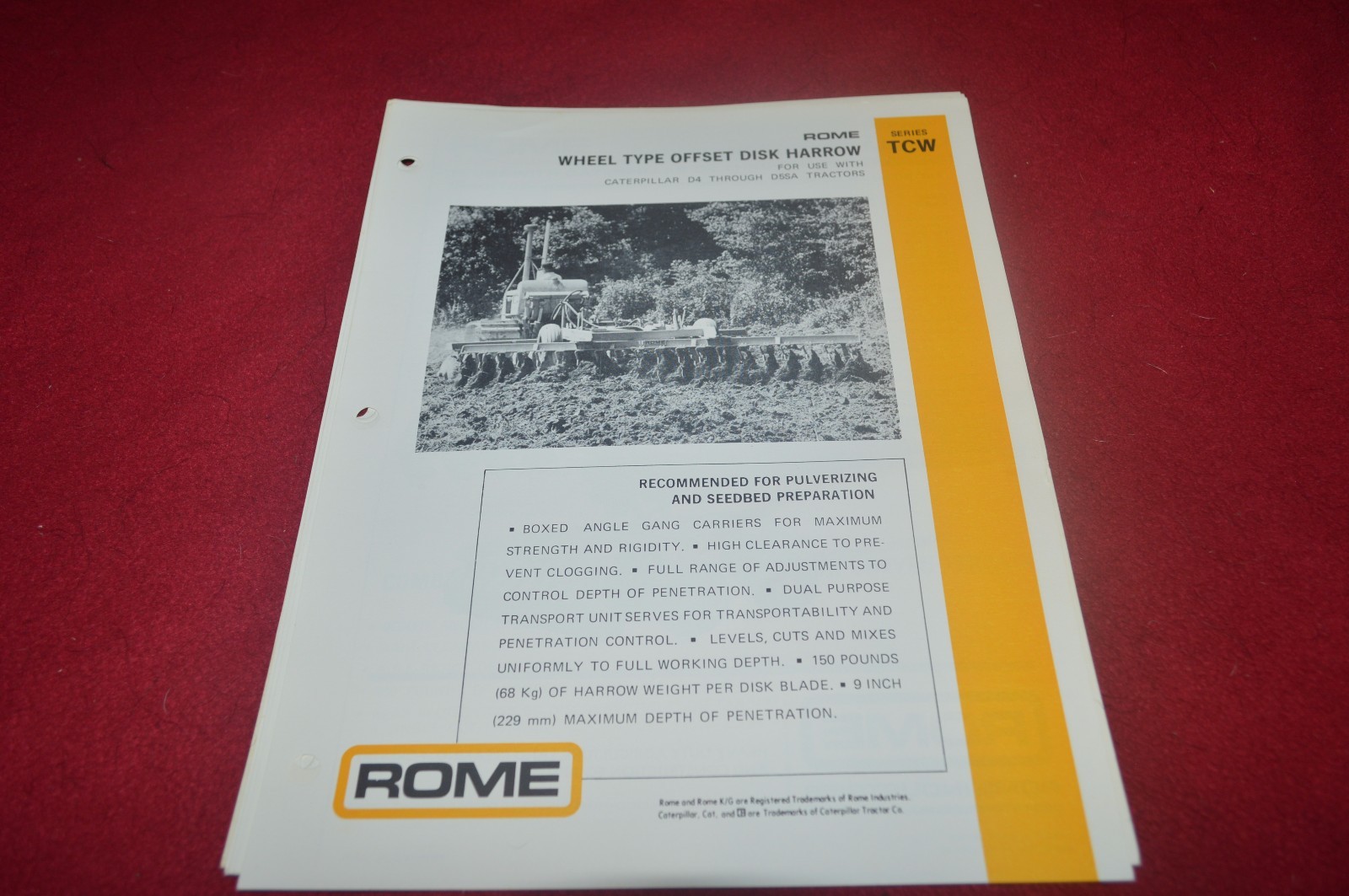 Rome TCW Offset Disk Harrow Dealer&rsquo;s Brochure CDIL