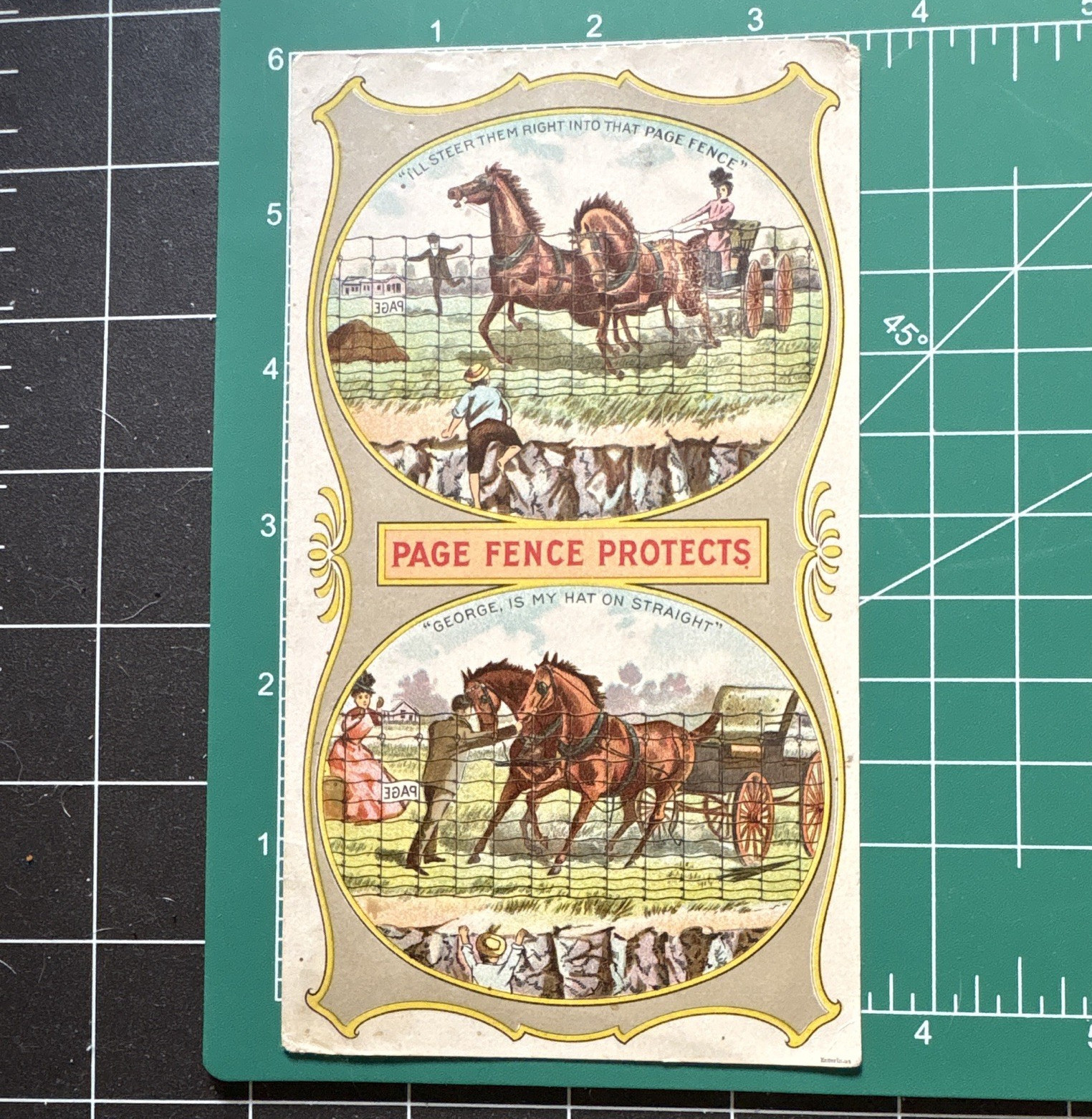 Page Woven Wire Fence Co. « Page Fence Protects » Agriculture Trade Card