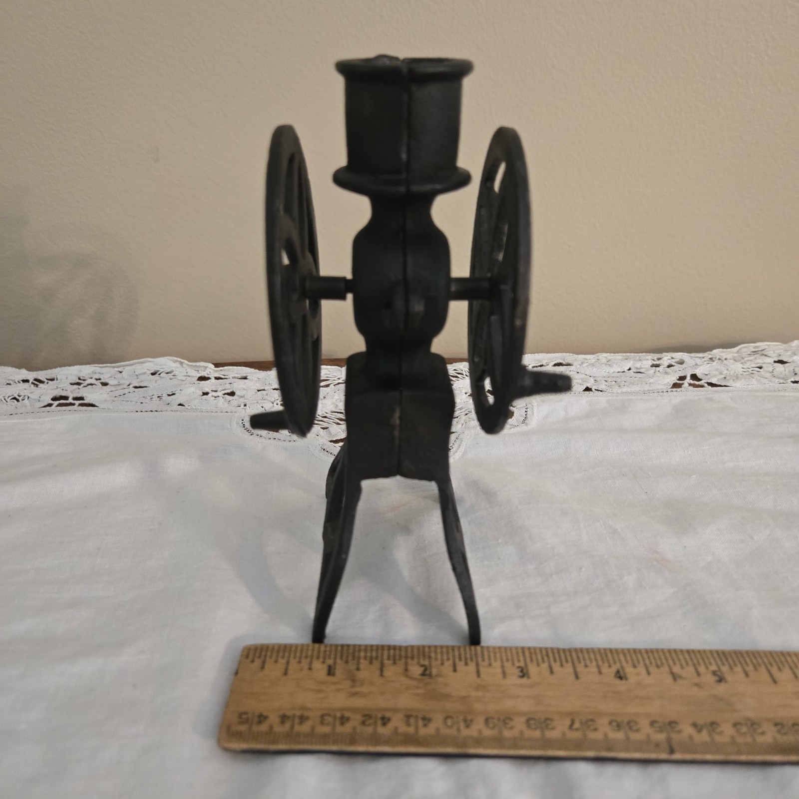 Vtg Black Cast Metal Salesman Sample Coffee Grinder Cream Separator Wheels Turn