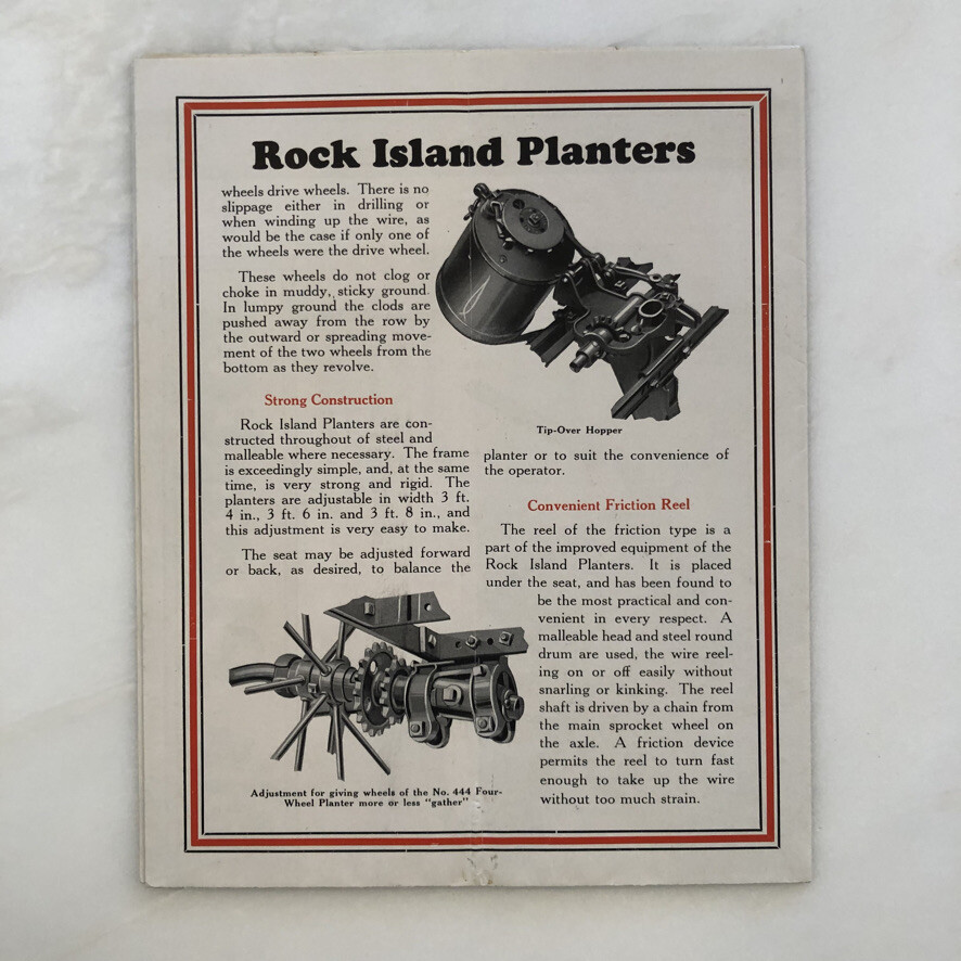 1930 ROCK ISLAND Planter PLOW Co FARM Advertising Antique Brochure POSTER