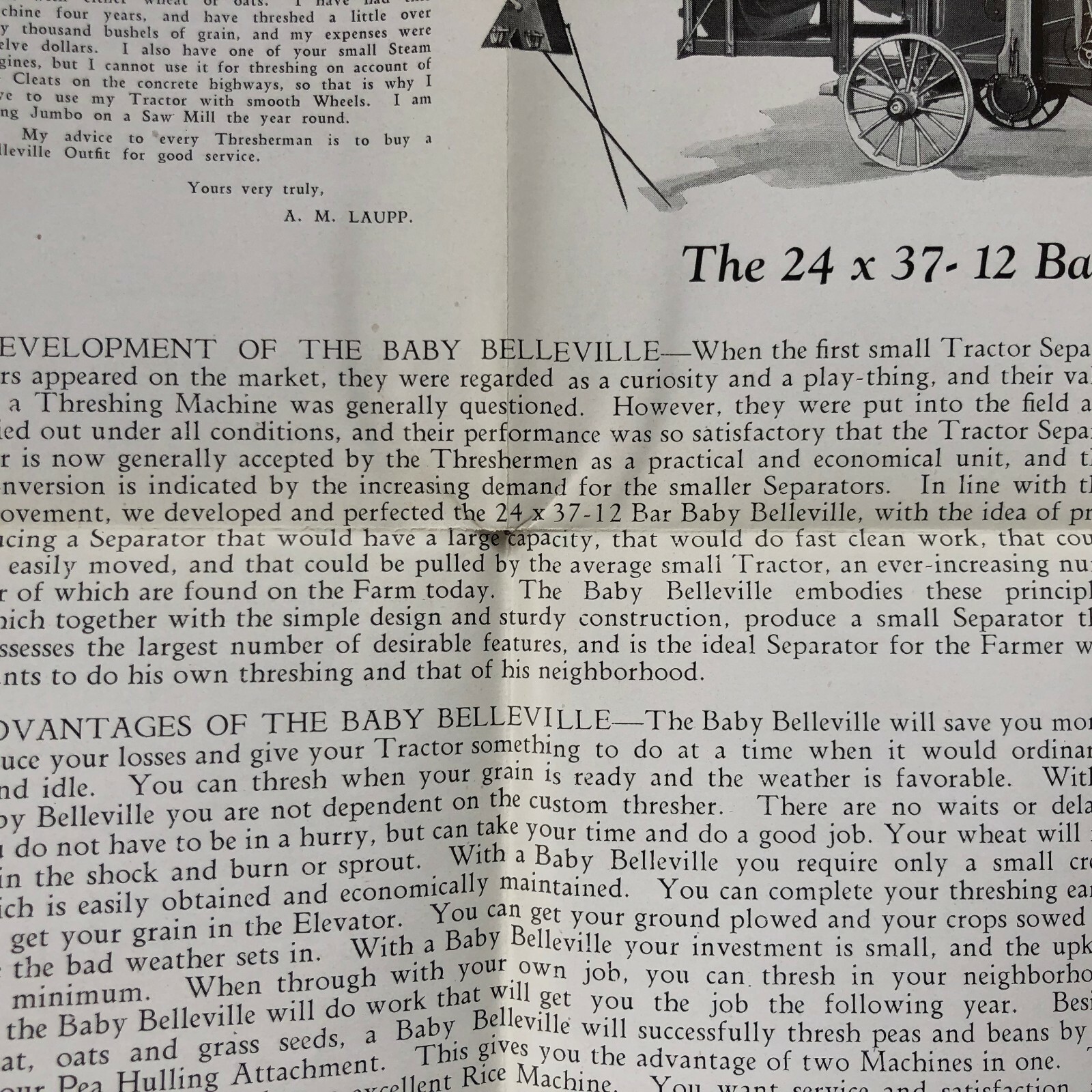 c 1920 BELLEVILLE Separator THRESHER Harrison FARM Machinery ANTIQUE Brochure