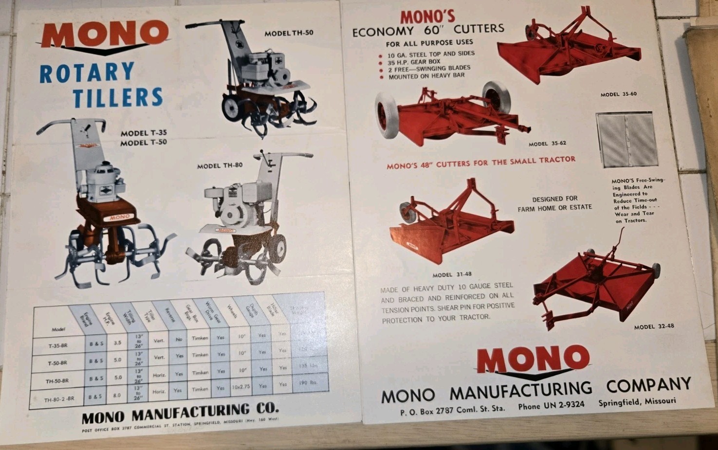 2 1970s Mono D SERIES lawn mowers AND ROTARY CUTTERS original sales BROCHURES