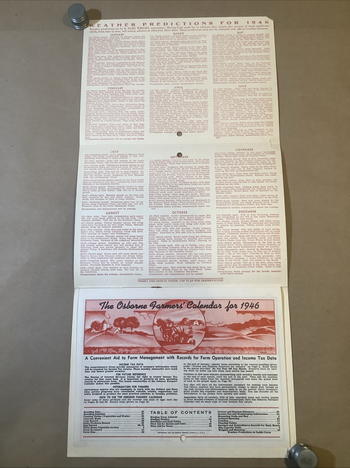 1946 Muntz-McLaughlin Co. Farm Inventory Calendar Holgate OH INV-P0801