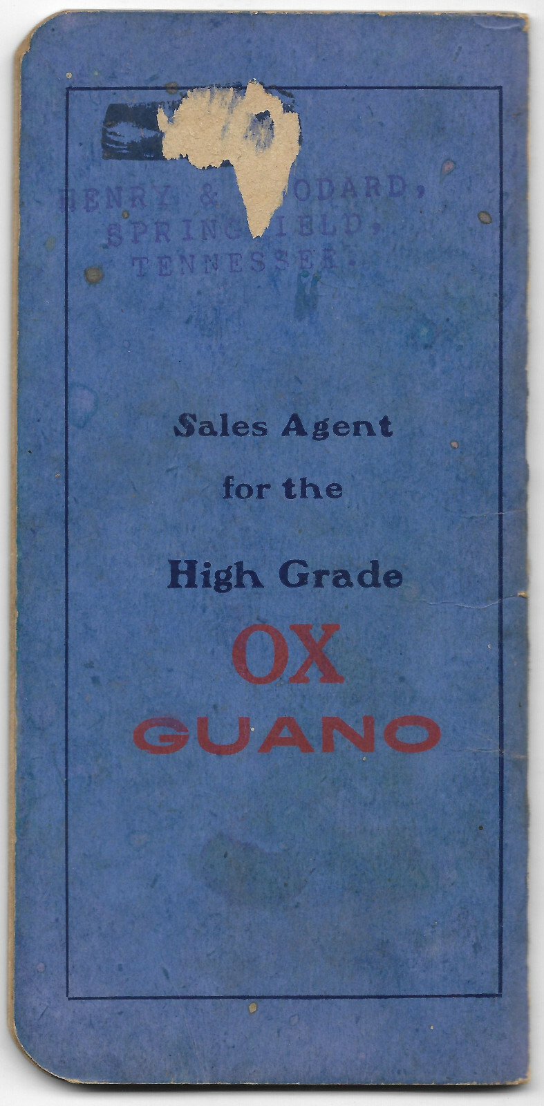 C.1914 Tennessee Chemical Company Pamphlet Ledger Ox Guano Fertilizer Ad M1