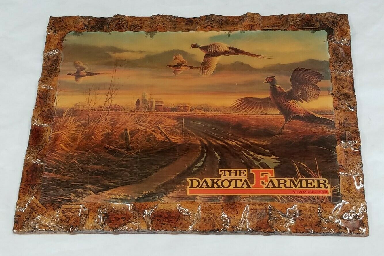 The Dakota Farmer ~Terry Redlin Pheasant Farm Scene Decoupage Paper Print ~1980