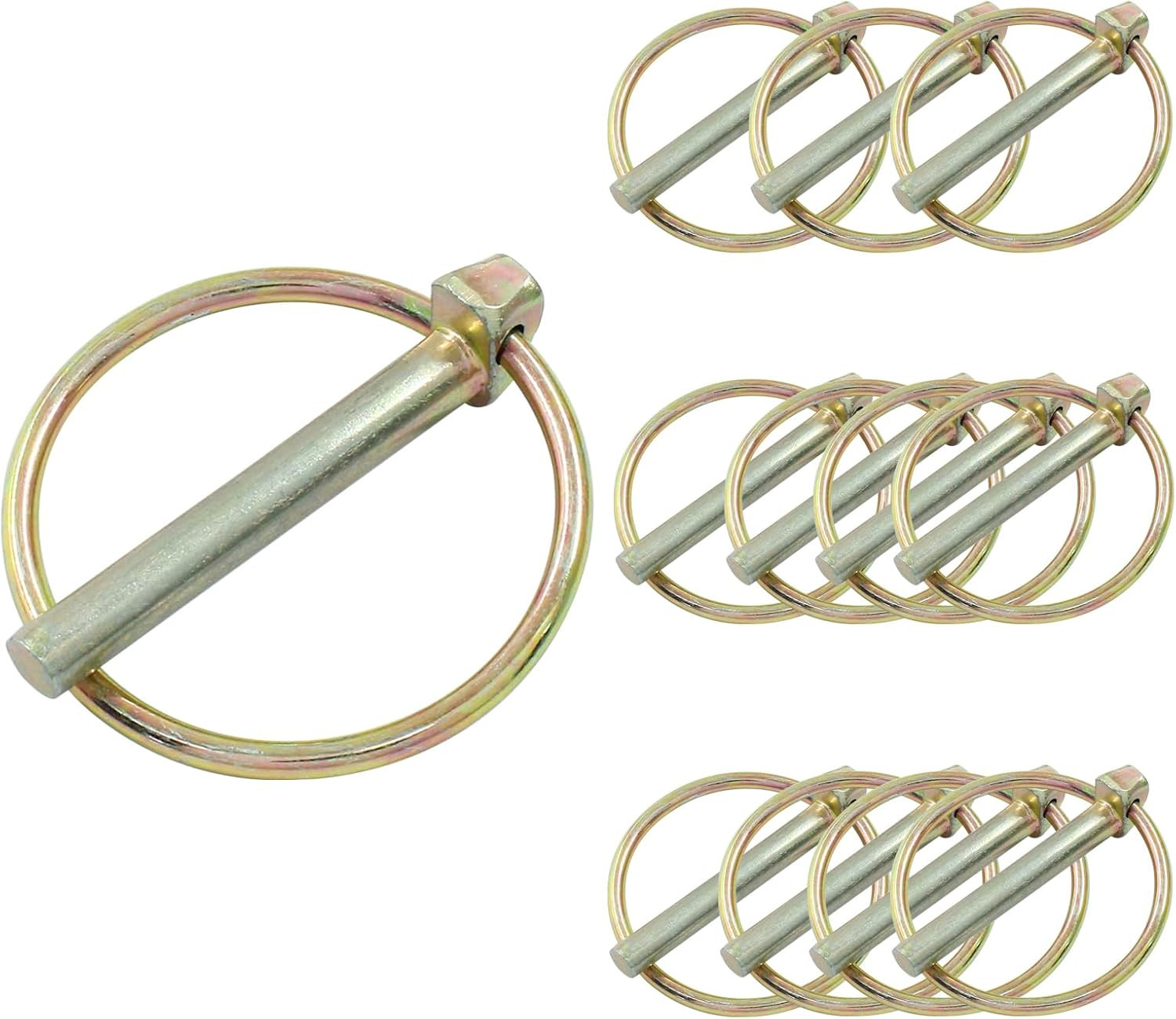 12 PCS 1/4 Lynch Pin, Linch Pin with Ring, Shaft Locking Pin Heavy Duty Lynch Pi