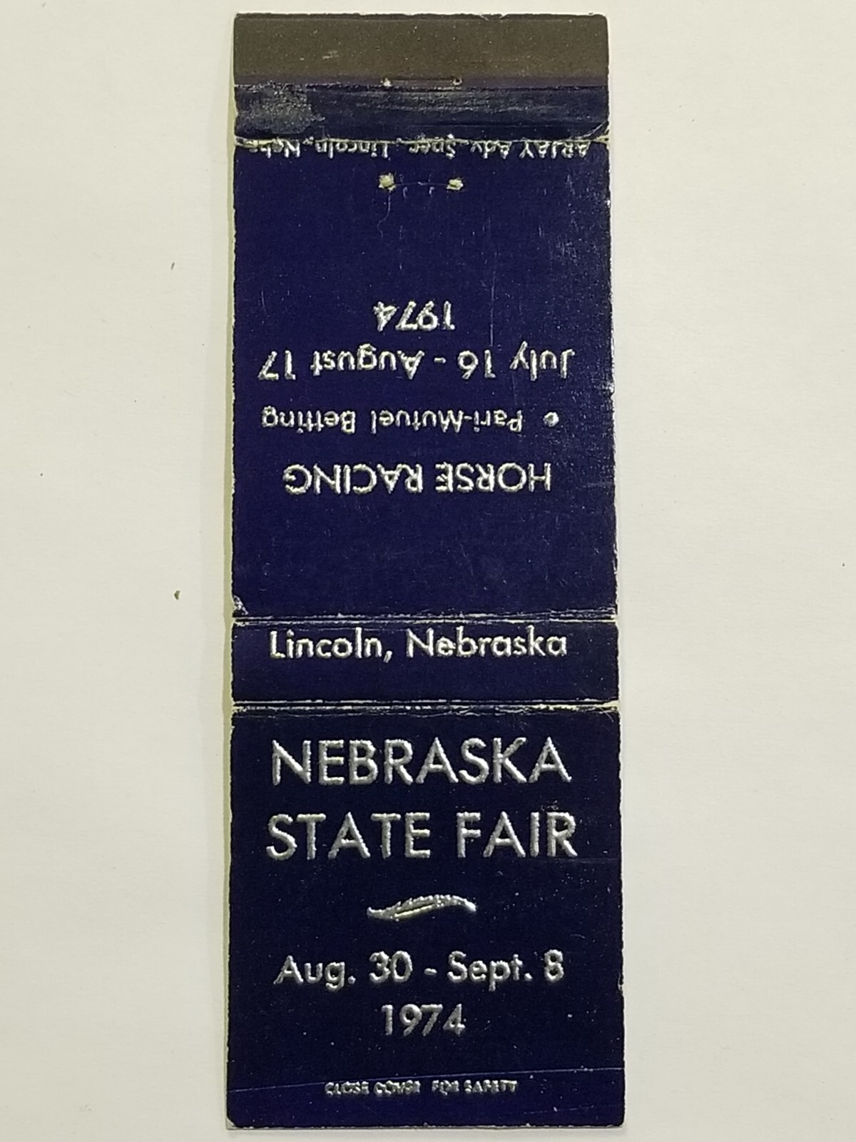 Arjay Nebraska State Fair 1974 Horse Racing Matchbook Lincoln NE Advertising MB8