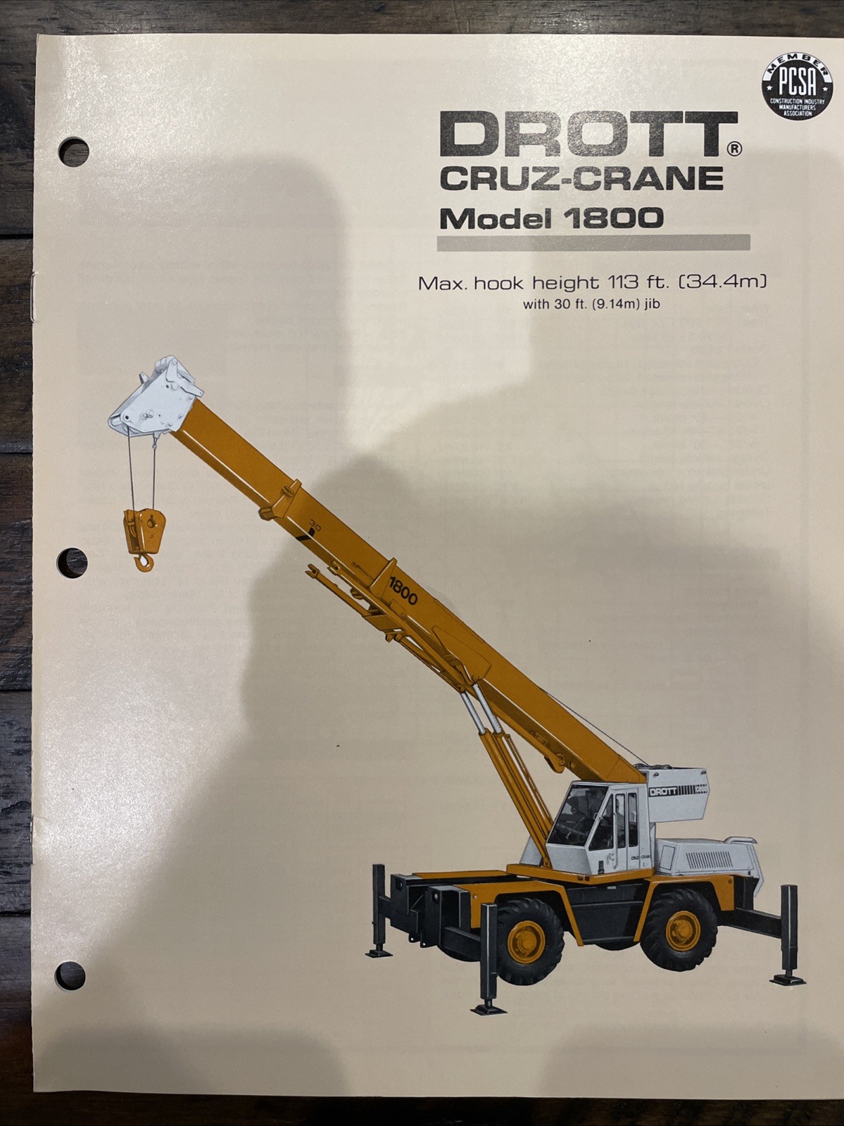 Drott Cruz-Crane Model 1800 Brochure ‘75
