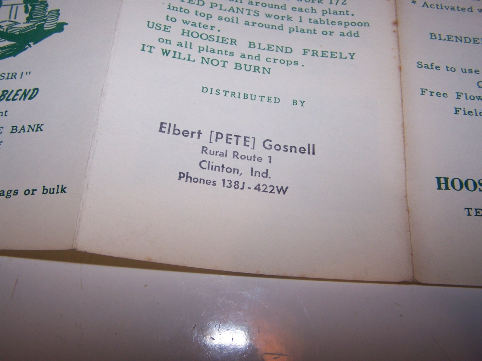 3 Vintage HOOSIER BLEND / SOIL SERVICE Fertilizer Brochures TERRE HAUTE INDIANA