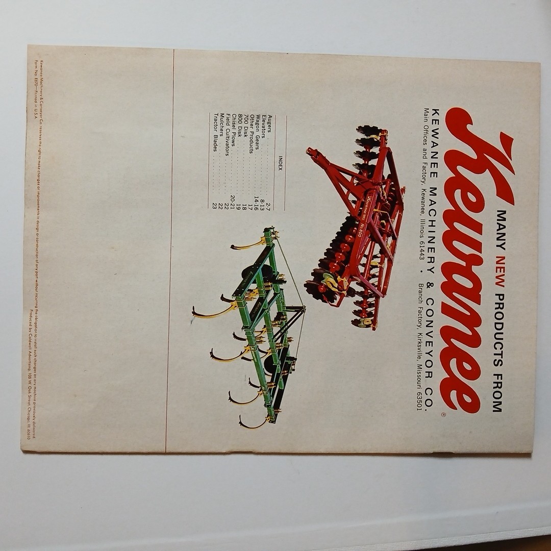 Kewanee Augers Mills Wagons Elevator Disk Brochure Catalog Farm Equipment