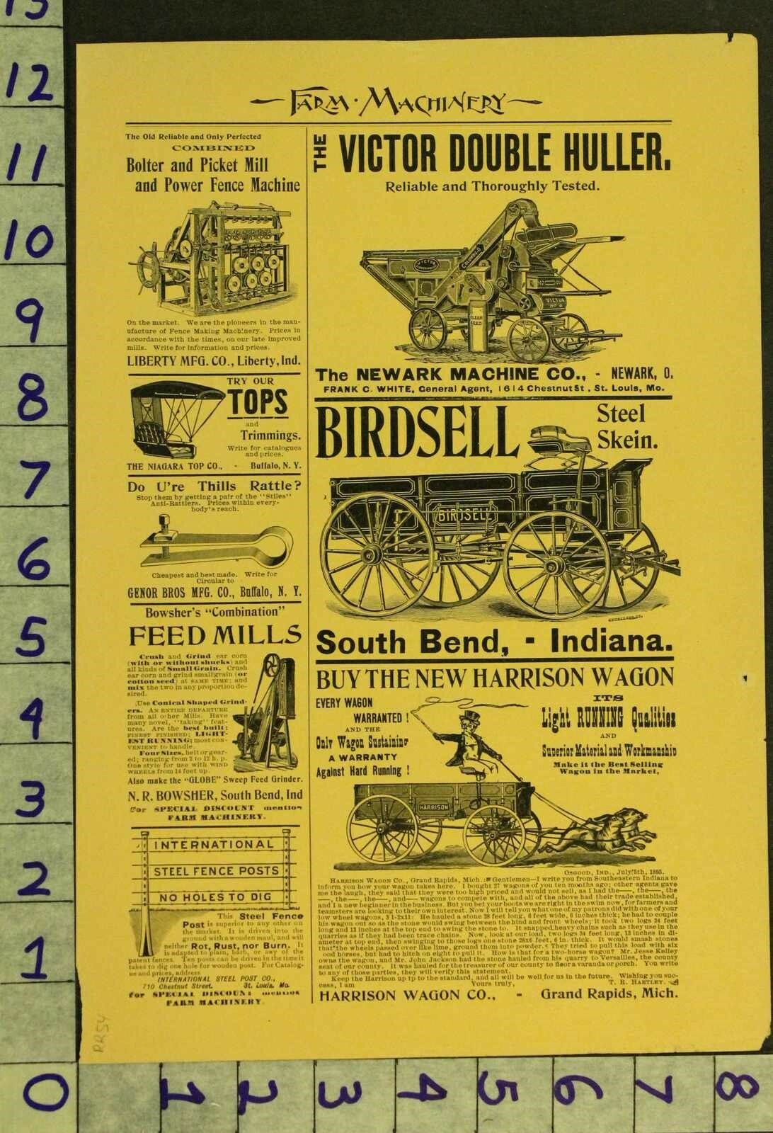 1896 AG FARM MANSUR EQUESTRIAN HORSE BUGGY CARRIAGE ST LOUIS BIRDSELL AD RR54