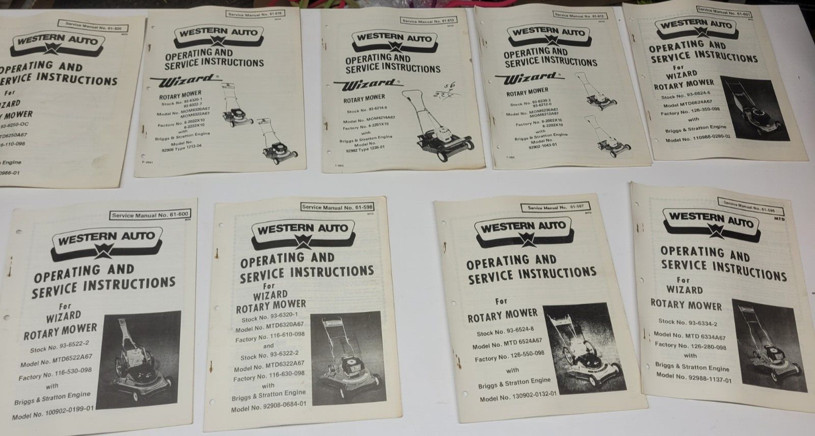 Lot VTG Western Auto WIZARD Lawn Mower Operating/Service Manual Briggs&Stratton