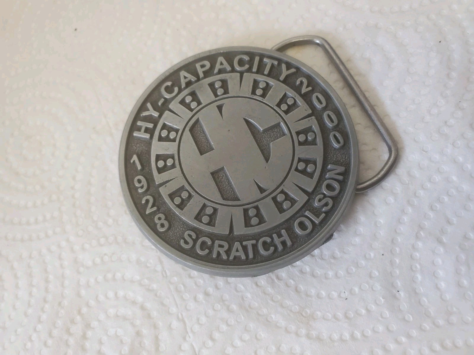 Round Metal Belt Buckle Hy-capacity 1928 – 2000 Scratch Olson Farm Crop Sprayers