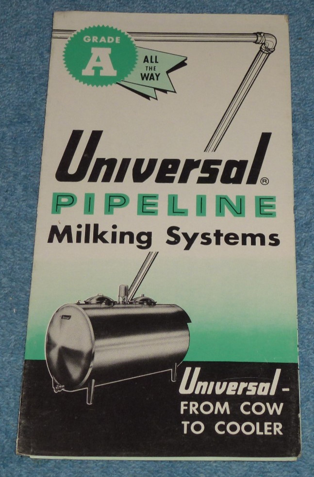 Vtg 1963 Universal Pipeline Milking Systems Farm Equipment Advertising Brochure