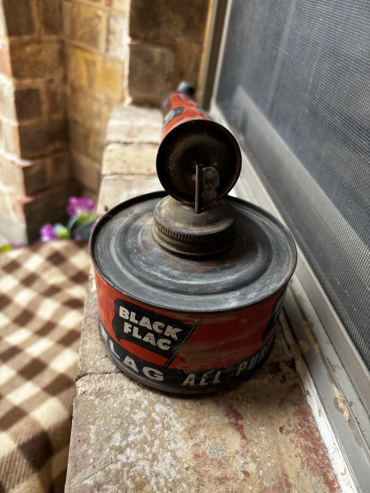 Vintage Black Flag All Purpose Bug Pump Sprayer Antique wood handle.