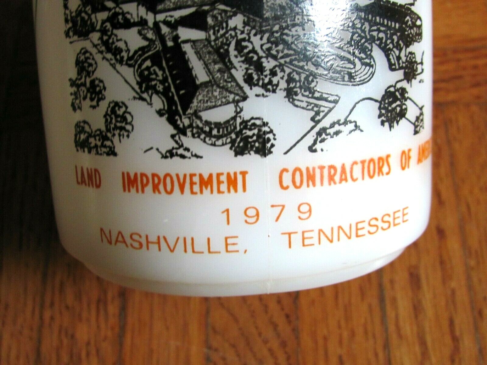 1979 LICA CONVENTION MILK GLASS COFFEE CUP NASHVILLE TN LAND IMPROVEMENT