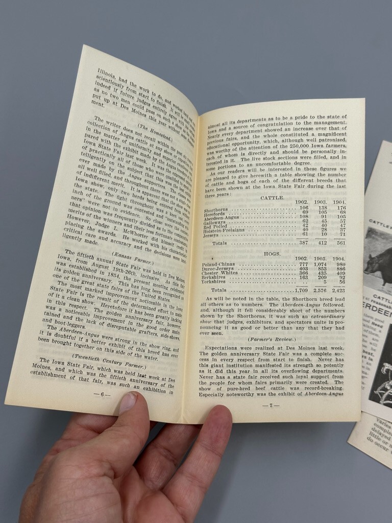 1904 ABERDEEN ANGUS CATTLE Farm IOWA STATE FAIR Advertising Brochures