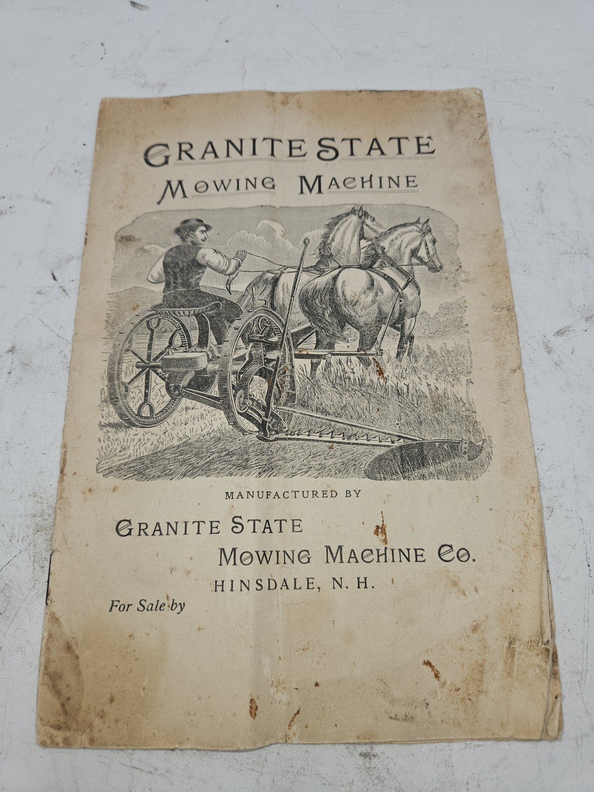 Antique Granite State mowing machines, Mowers parts & Sales catalogs and Wrench