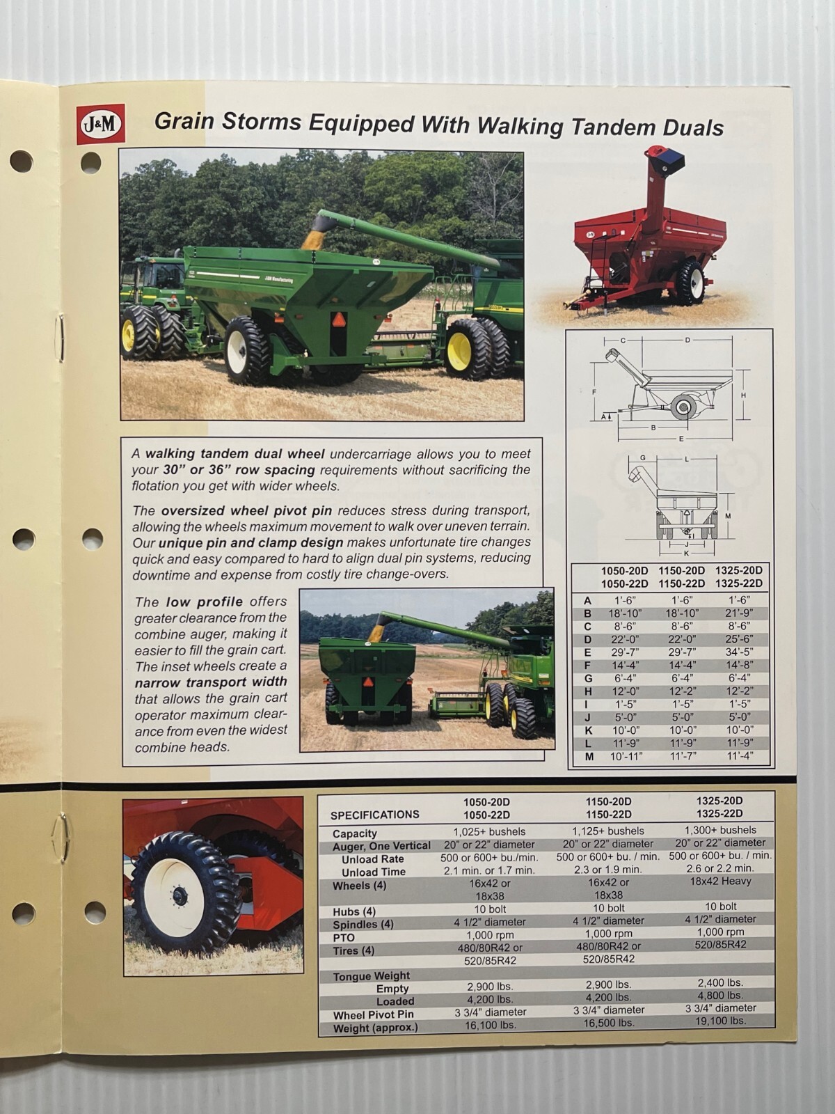 J & M Grain Storm Series Grain Carts – Sales Brochure *Original Dated 2010s*
